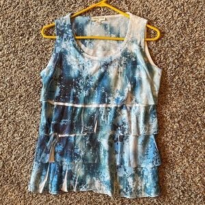 Coldwater Creek EUC Ruffle Front Dressy Sleeveless Tank Top Women’s Small Summer